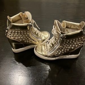 Giuseppe Zanotti
Gold Spiked Metallic Wedge Sneakers
